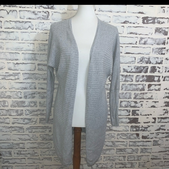 Tahari luxe cotton Cashmere Blend Duster Open Dolman Cardigan size small Gray - Picture 1 of 6